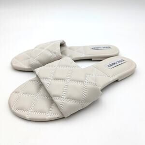 Steve Madden Perrie Quilted Slide Sandals Women's Bone Size US8M EU38.5